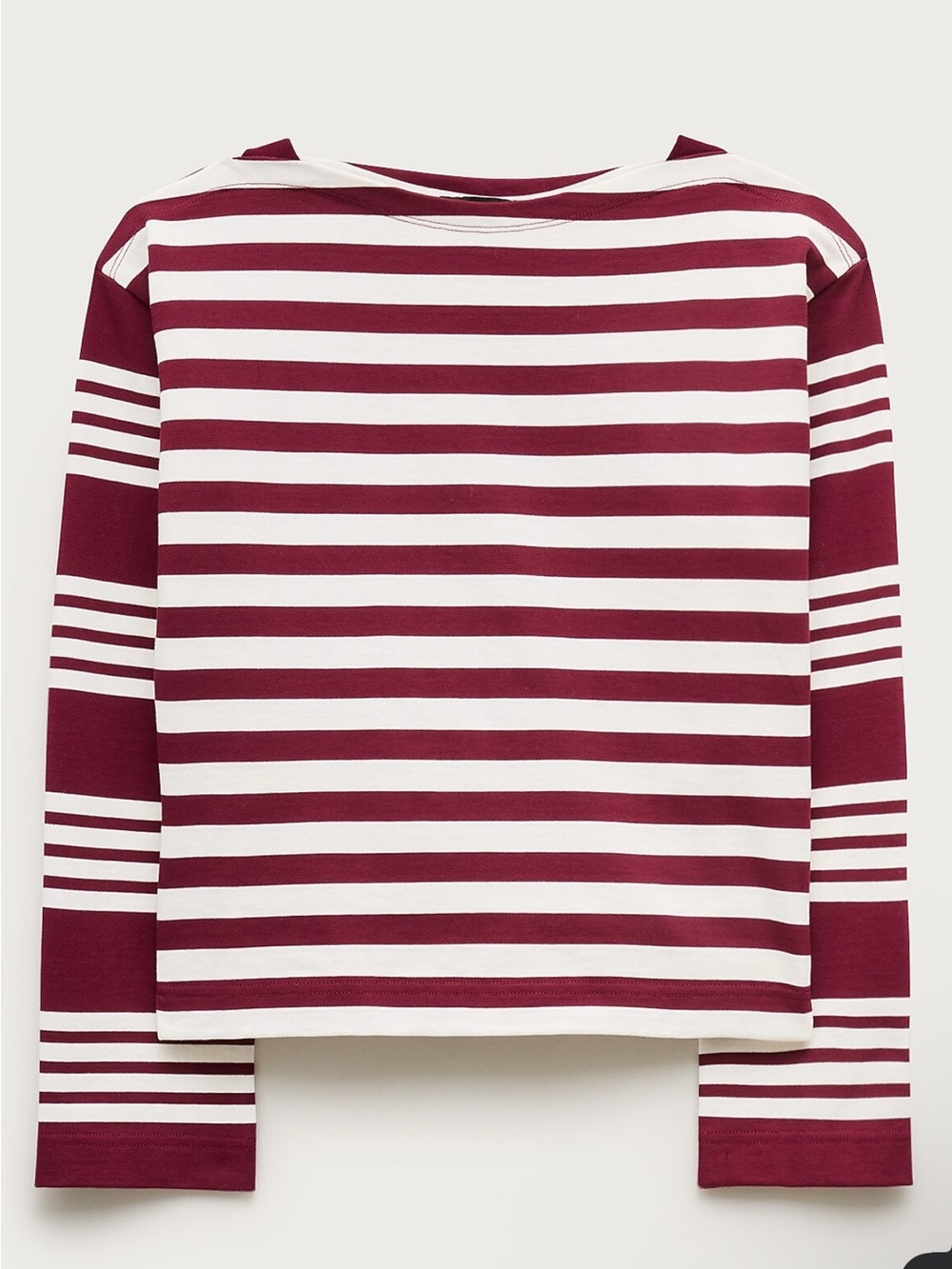 J. Crew Burgundy and White Striped Long-Sleeve Blouse CV420 2X